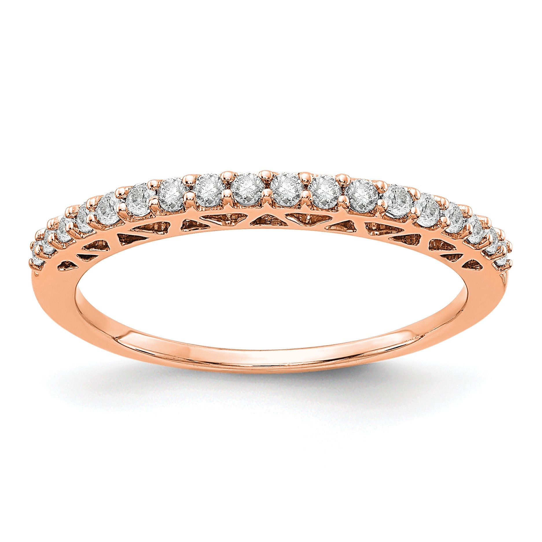 14k Rose Gold Polished 2mm 1/4 carat Diamond Band