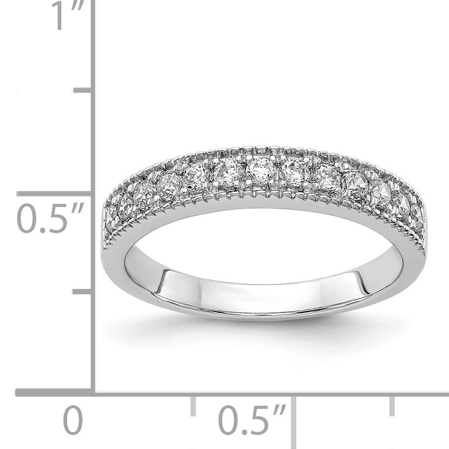 14k White Gold 3mm 3/8 carat Diamond Beaded Edge Band
