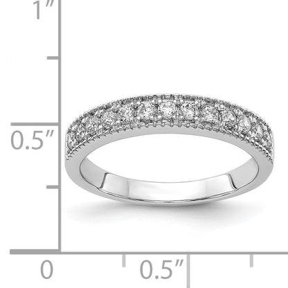 14k White Gold 3mm 3/8 carat Diamond Beaded Edge Band