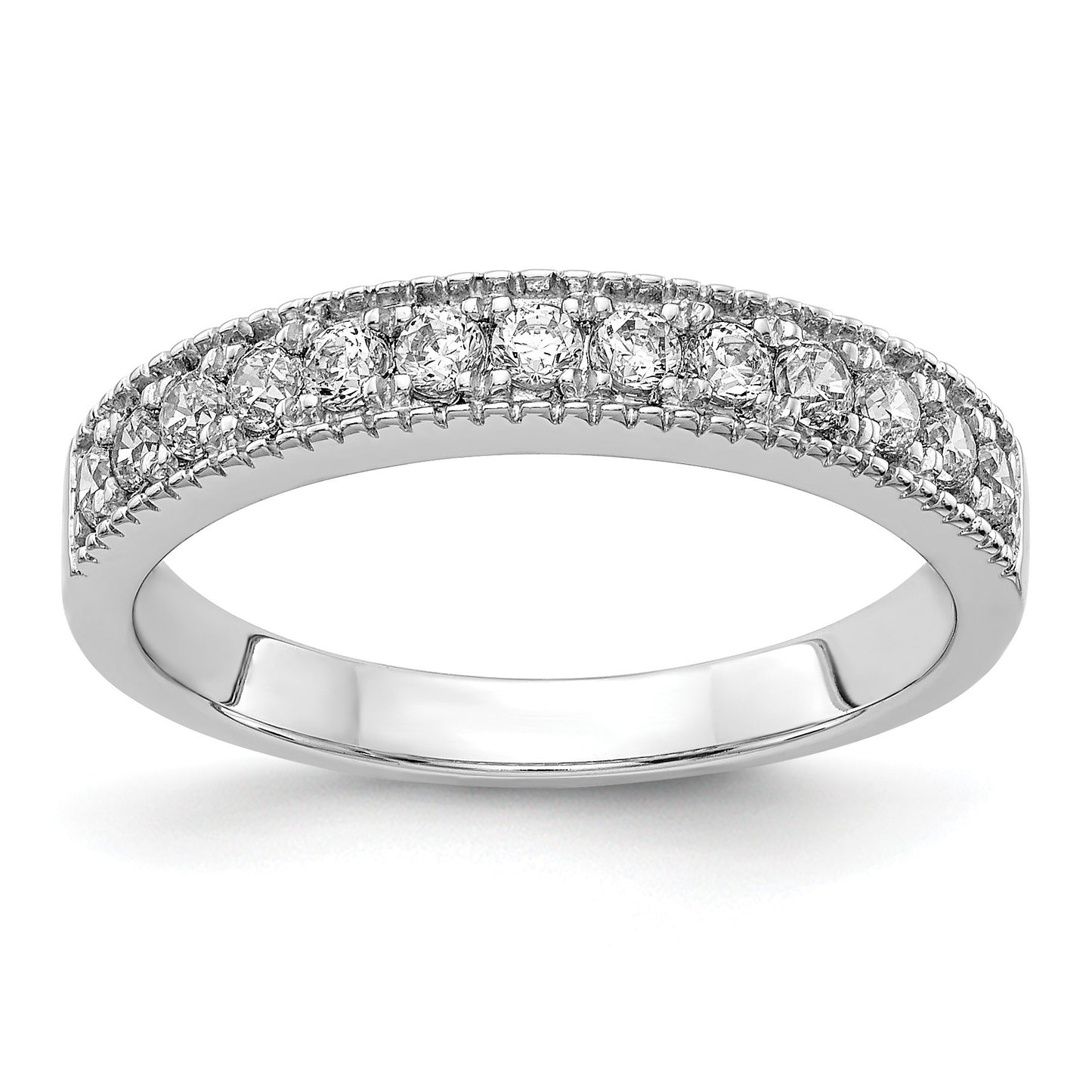 14k White Gold 3mm 3/8 carat Diamond Beaded Edge Band