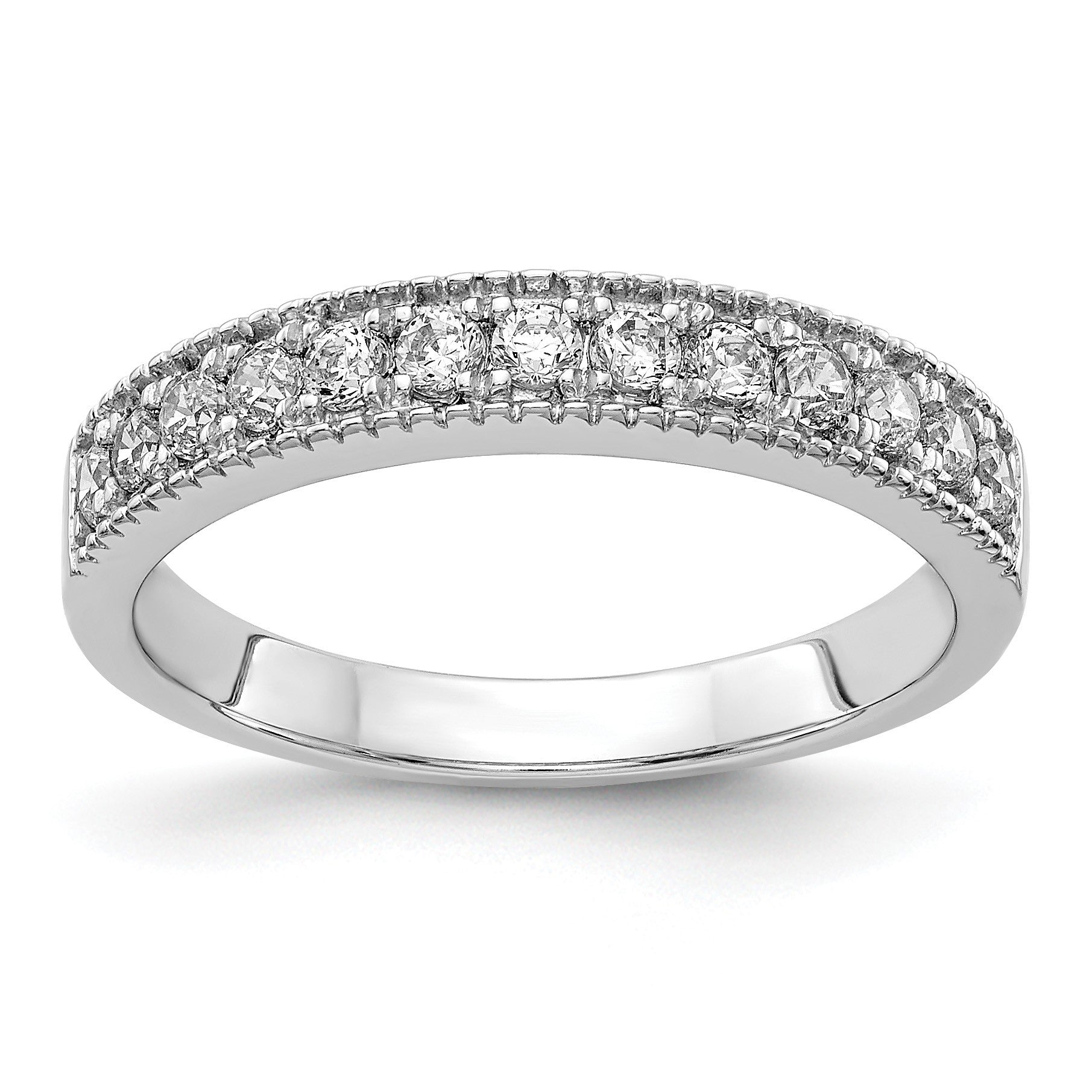 14k White Gold 3mm 3/8 carat Diamond Beaded Edge Band