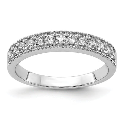 14k White Gold 3mm 3/8 carat Diamond Beaded Edge Band