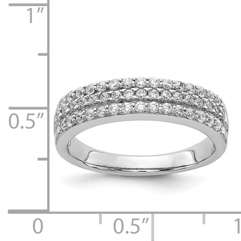 14k White Gold 5mm 3-row 1/2 carat Diamond Band