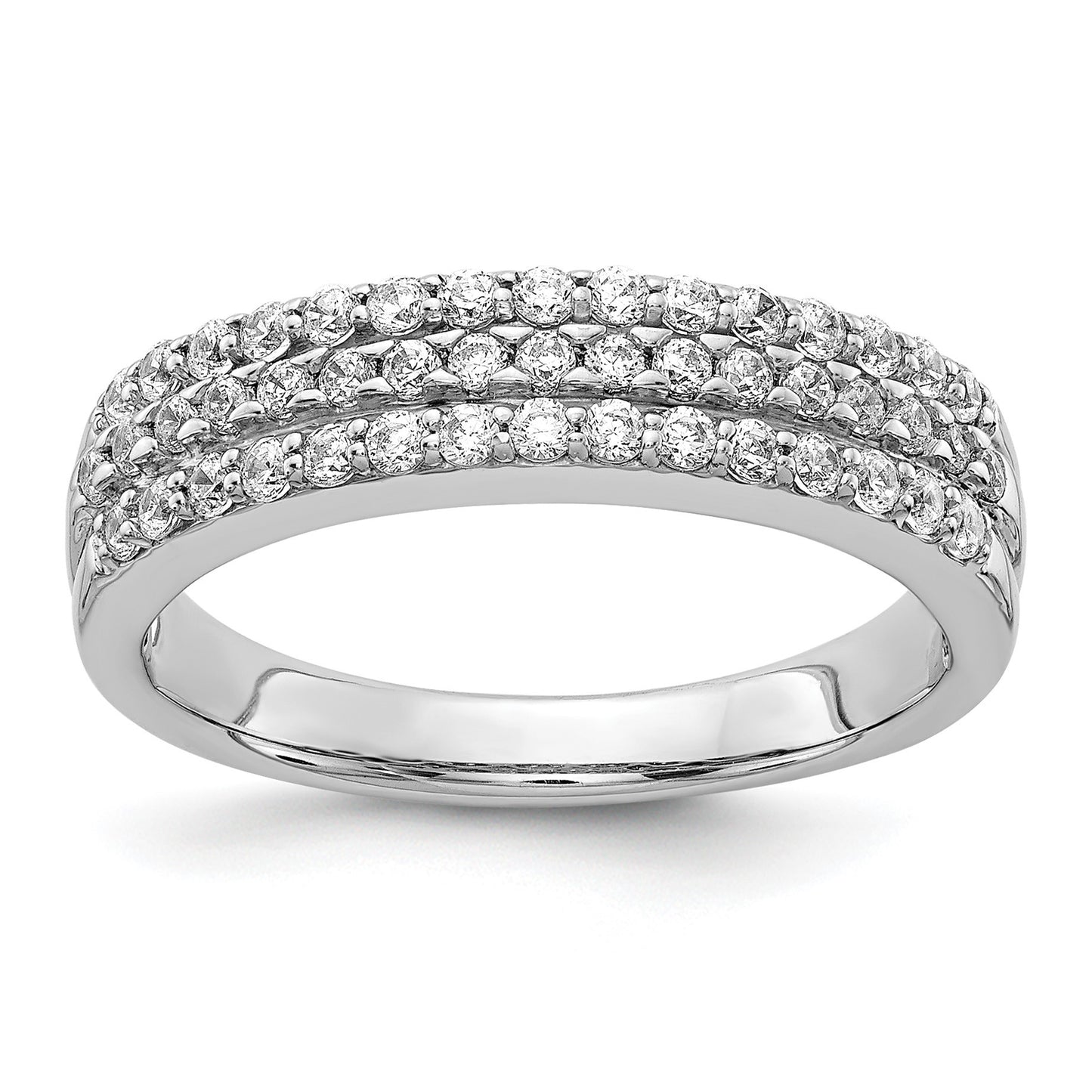 14k White Gold 5mm 3-row 1/2 carat Diamond Band