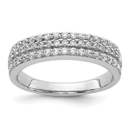 14k White Gold 5mm 3-row 1/2 carat Diamond Band
