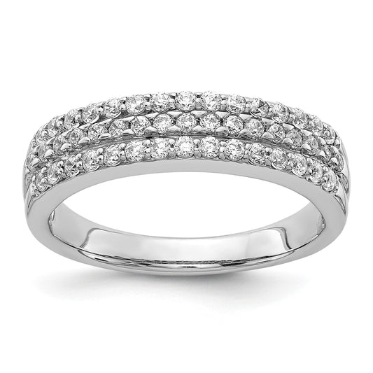 14k White Gold 5mm 3-row 1/2 carat Diamond Band