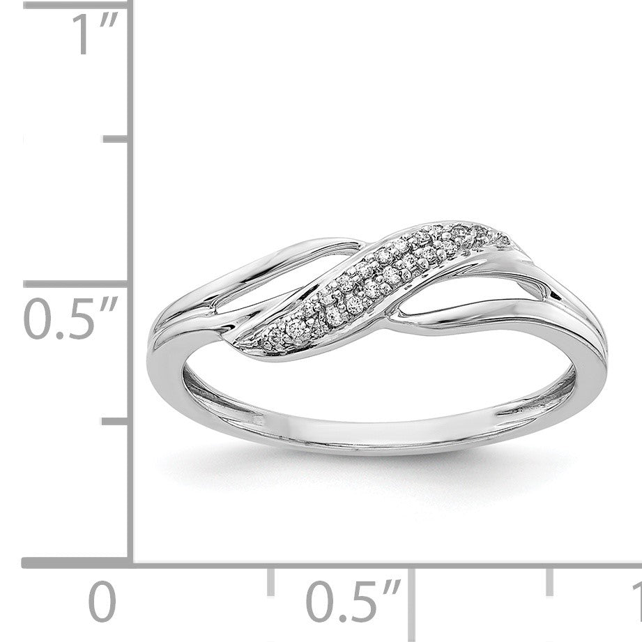 14k White Gold 1/15 carat Diamond Wave Fashion Ring