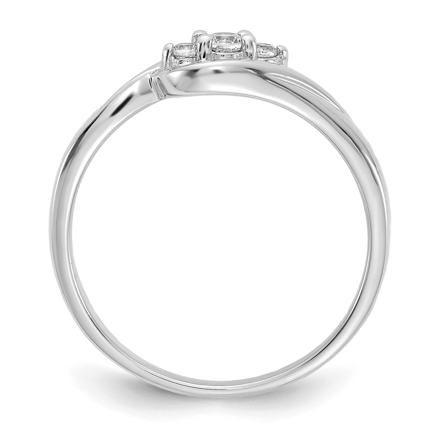14k White Gold 3-stone 1/10 carat Diamond Bypass Ring