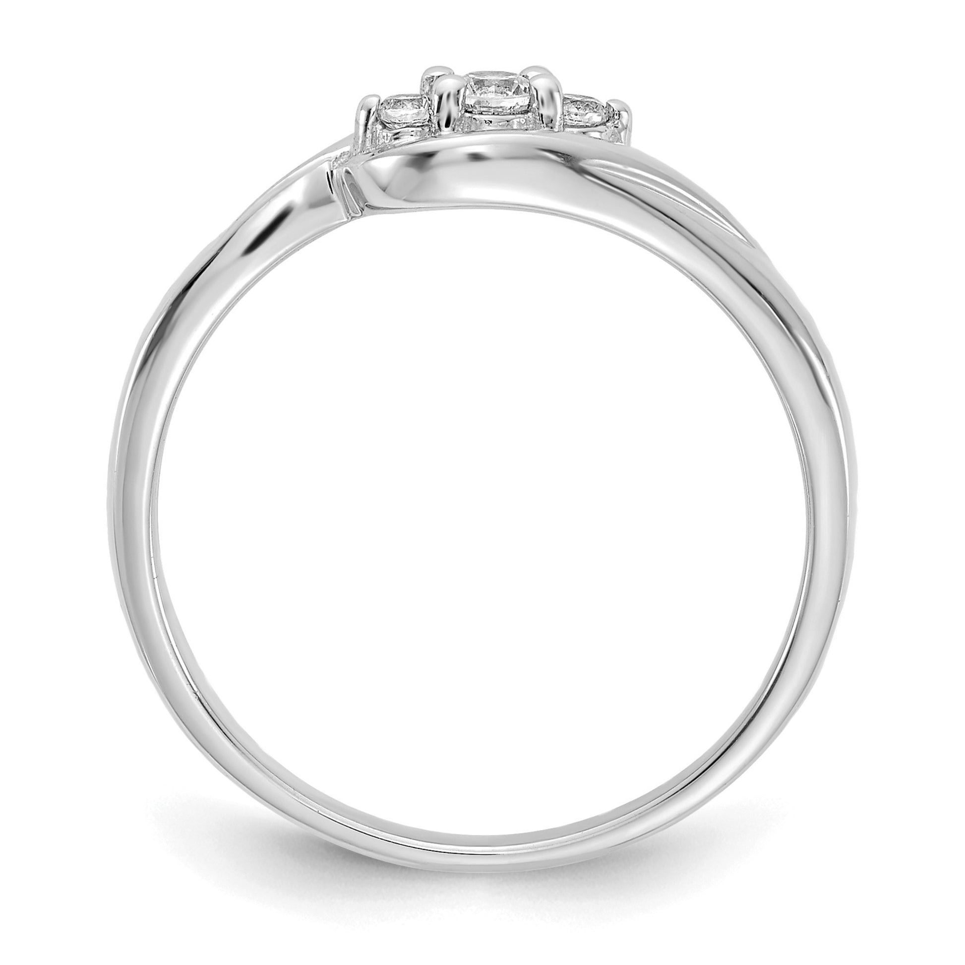 14k White Gold 3-stone 1/10 carat Diamond Bypass Ring