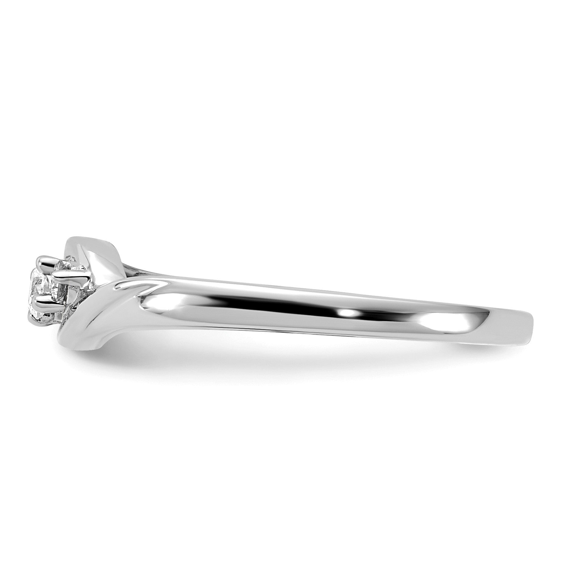 14k White Gold 3-stone 1/10 carat Diamond Bypass Ring