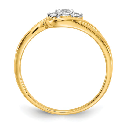 14k 3-stone 1/10 carat Diamond Bypass Ring