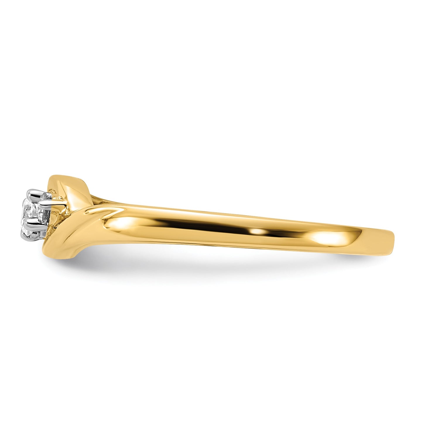 14k 3-stone 1/10 carat Diamond Bypass Ring