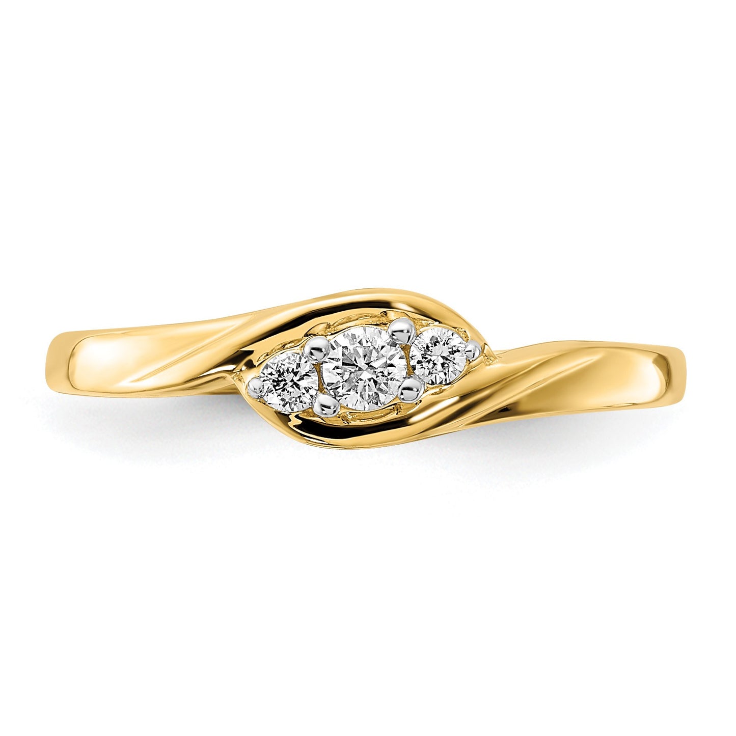 14k 3-stone 1/10 carat Diamond Bypass Ring