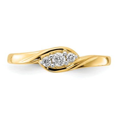 14k 3-stone 1/10 carat Diamond Bypass Ring