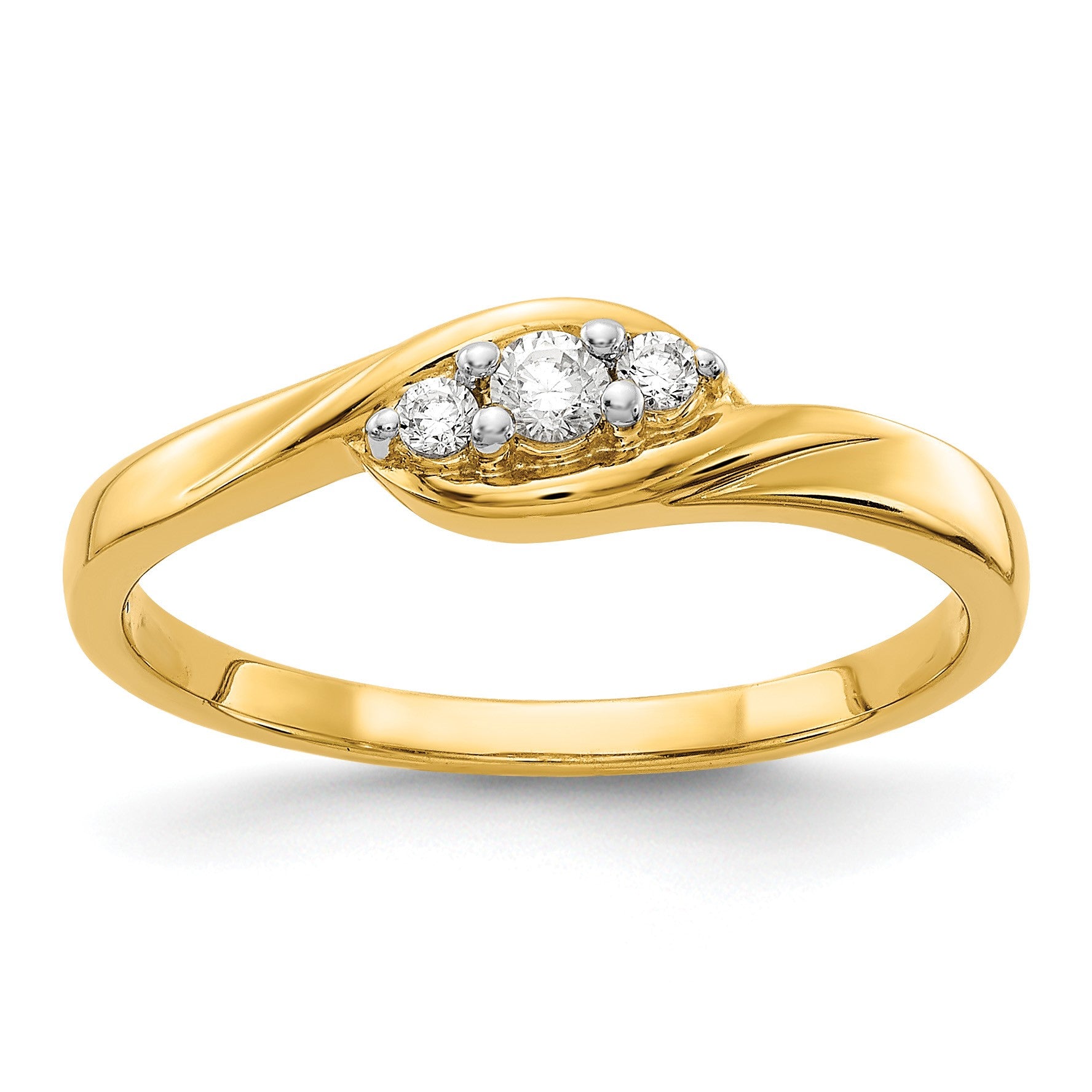 14k 3-stone 1/10 carat Diamond Bypass Ring