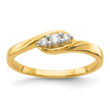 14k 3-stone 1/10 carat Diamond Bypass Ring