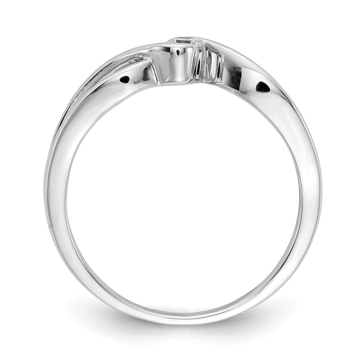 14kt White Gold Polished 1/10 carat Diamond Bypass Ring