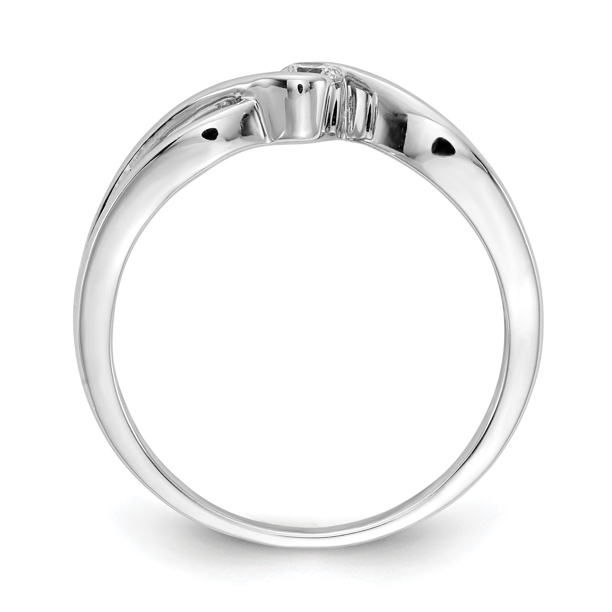 14kt White Gold Polished 1/10 carat Diamond Bypass Ring