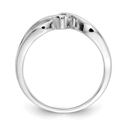 14kt White Gold Polished 1/10 carat Diamond Bypass Ring