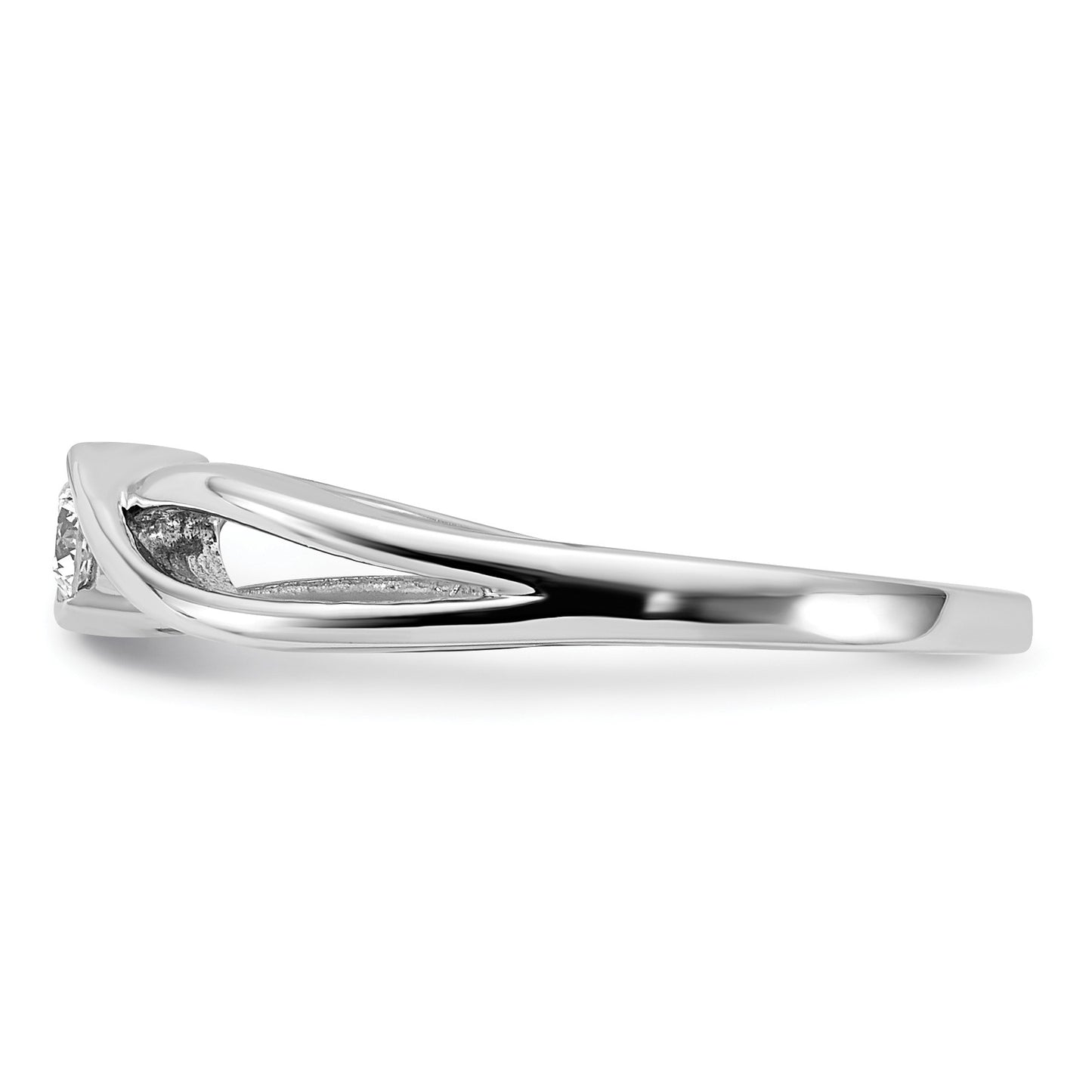 14kt White Gold Polished 1/10 carat Diamond Bypass Ring