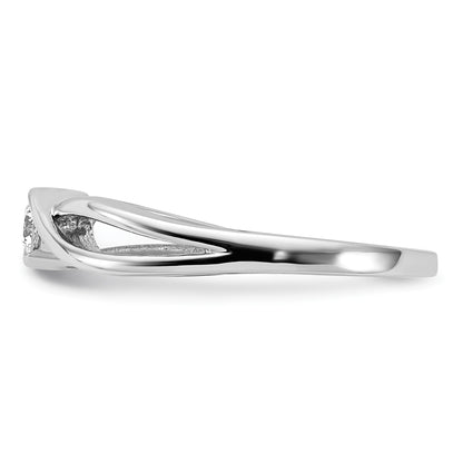 14kt White Gold Polished 1/10 carat Diamond Bypass Ring