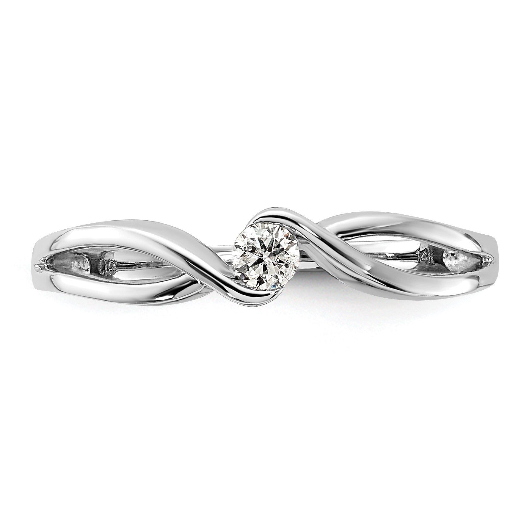 14kt White Gold Polished 1/10 carat Diamond Bypass Ring