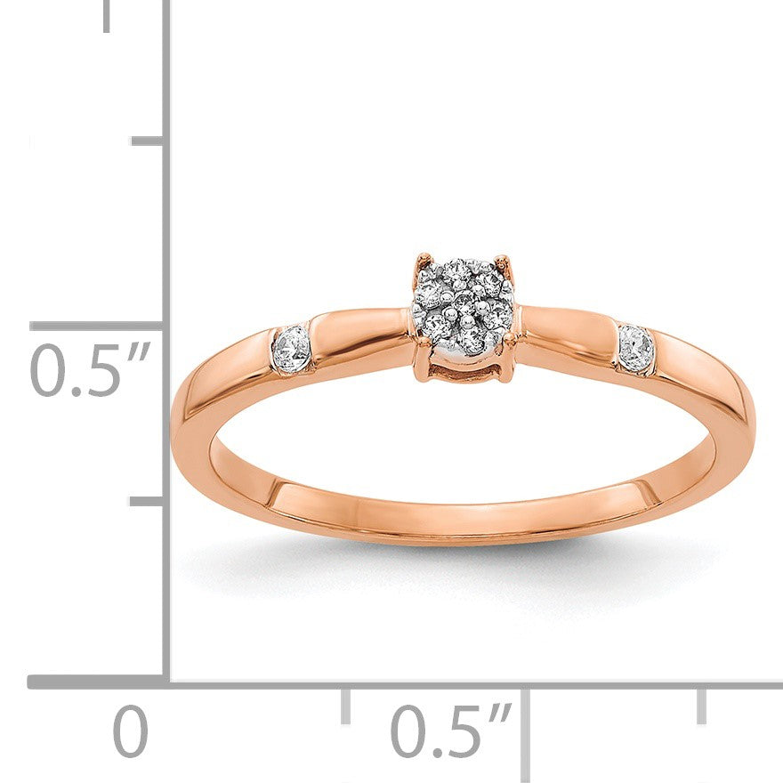 14k Rose Gold 1/15 carat Diamond Cluster Ring