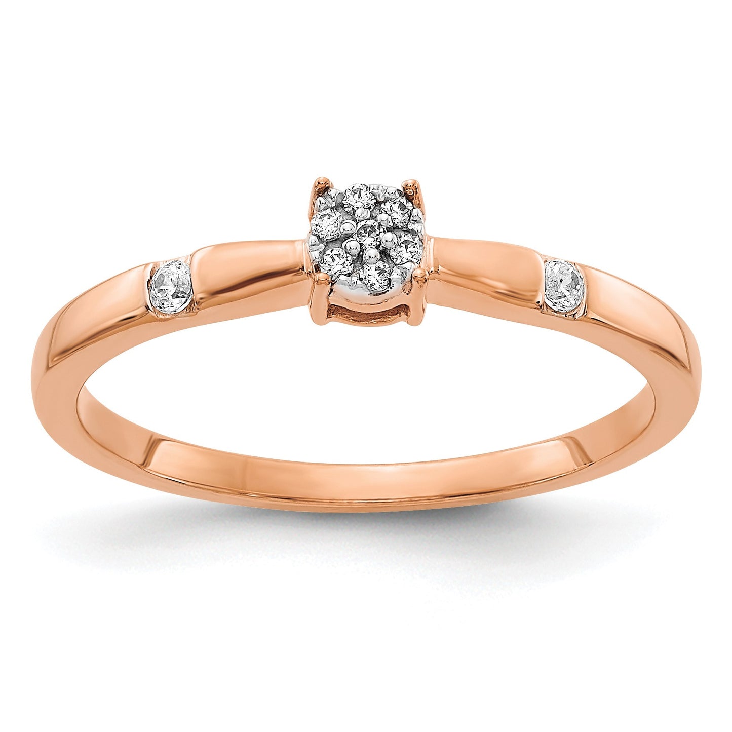 14k Rose Gold 1/15 carat Diamond Cluster Ring