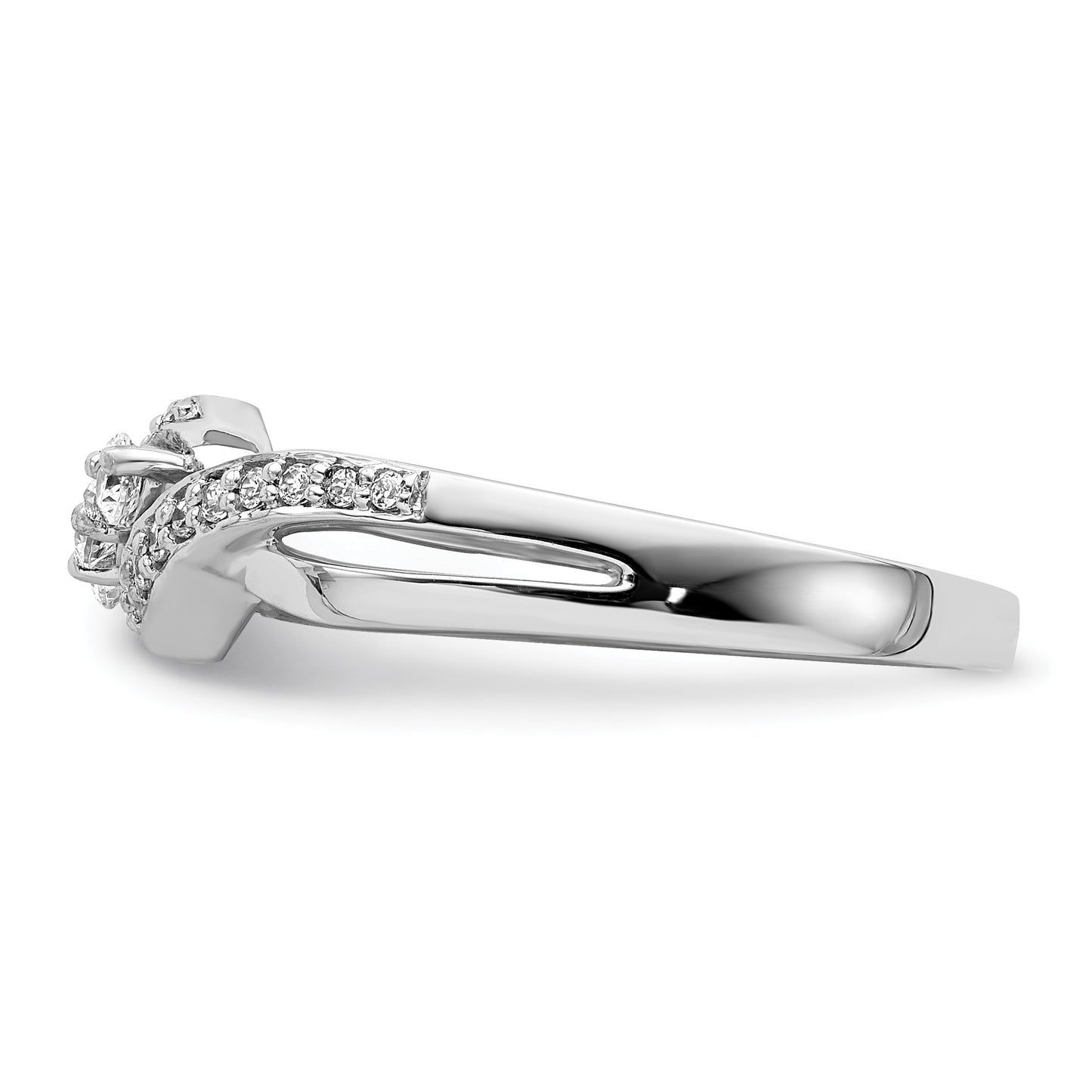 14k White Gold 3-Stone 1/4 carat Diamond Bypass Ring