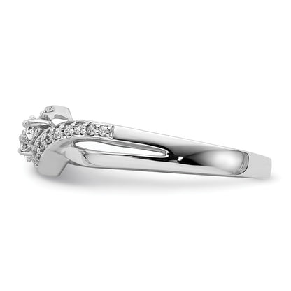 14k White Gold 3-Stone 1/4 carat Diamond Bypass Ring