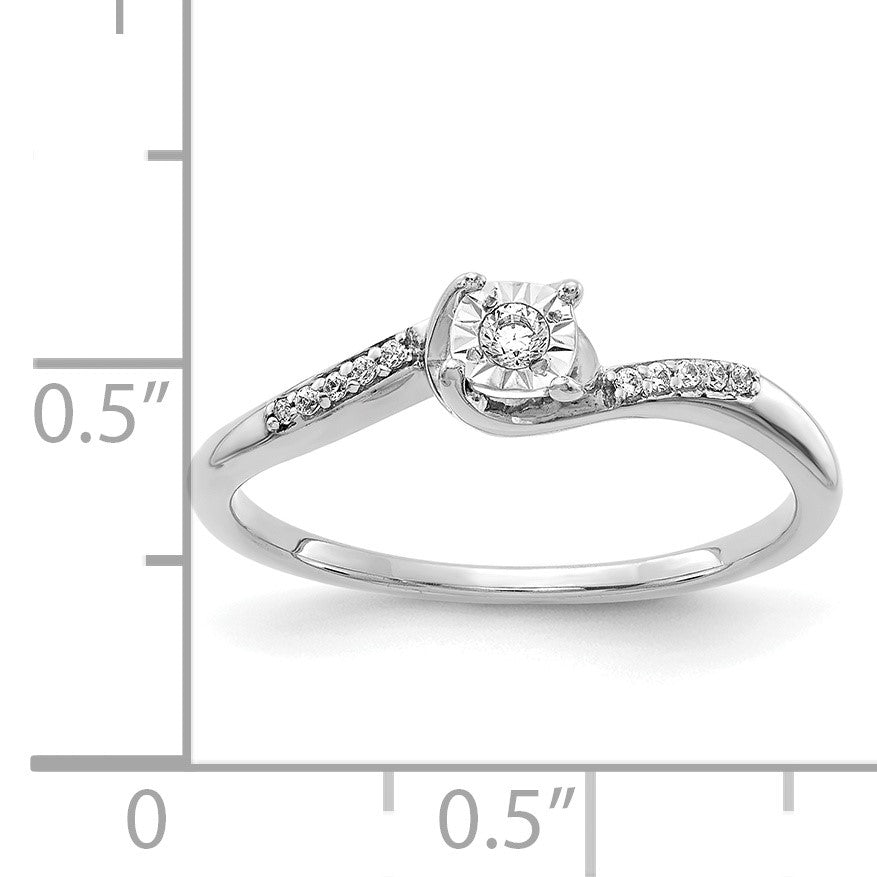 14k White Gold 1/15 carat Diamond Bypass Ring
