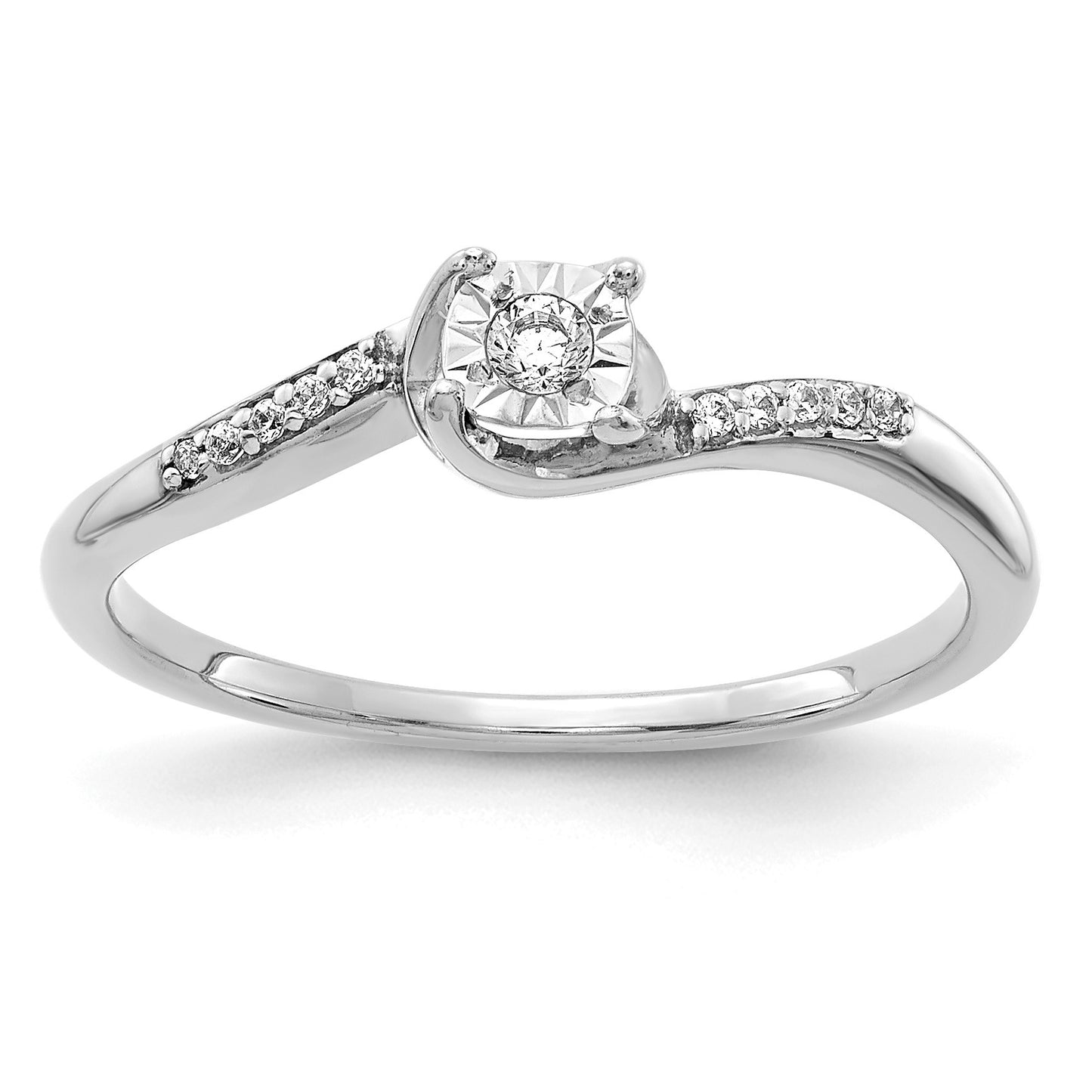14k White Gold 1/15 carat Diamond Bypass Ring