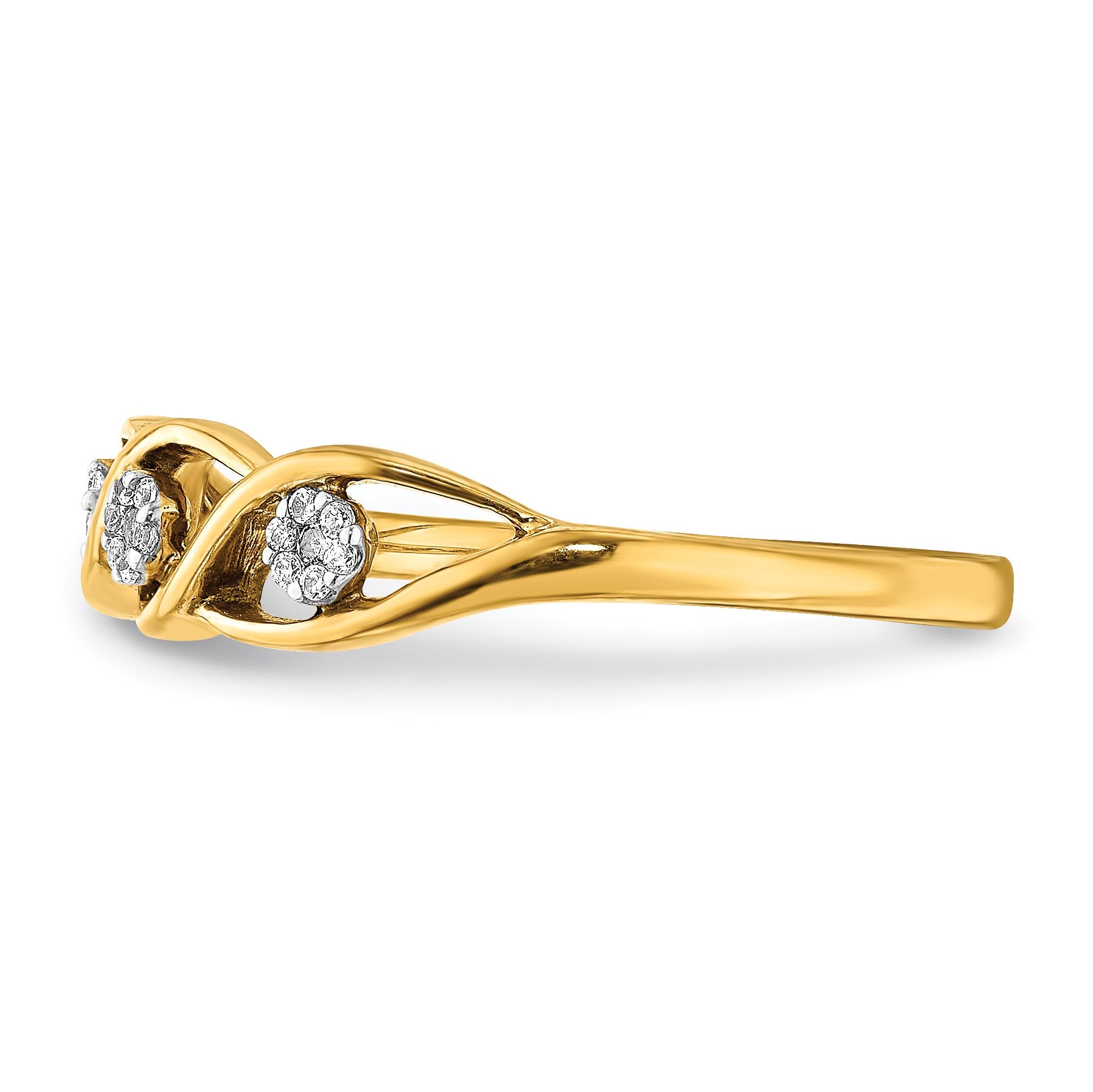 14k Polished 1/15 carat Diamond Wave Ring