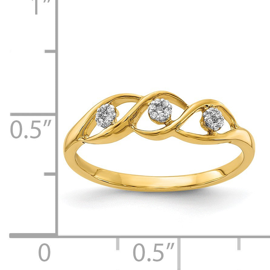 14k Polished 1/15 carat Diamond Wave Ring