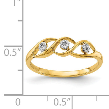 14k Polished 1/15 carat Diamond Wave Ring