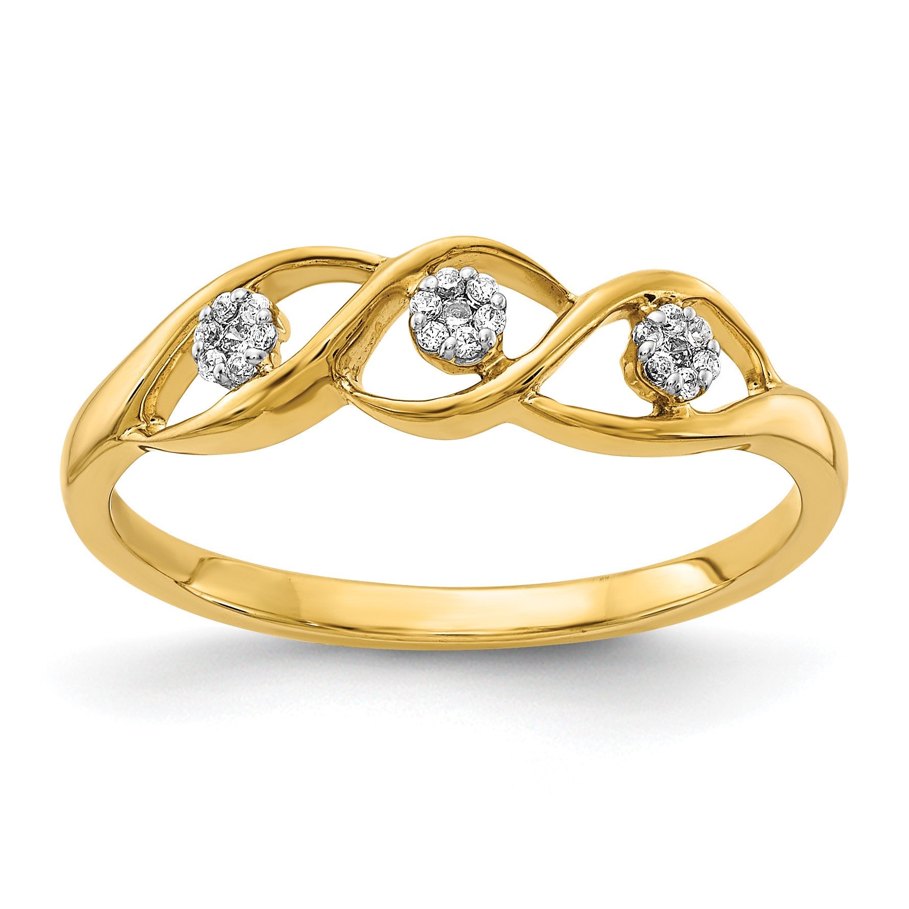 14k Polished 1/15 carat Diamond Wave Ring