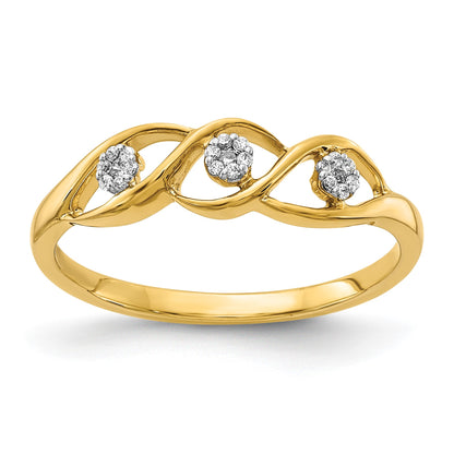 14k Polished 1/15 carat Diamond Wave Ring