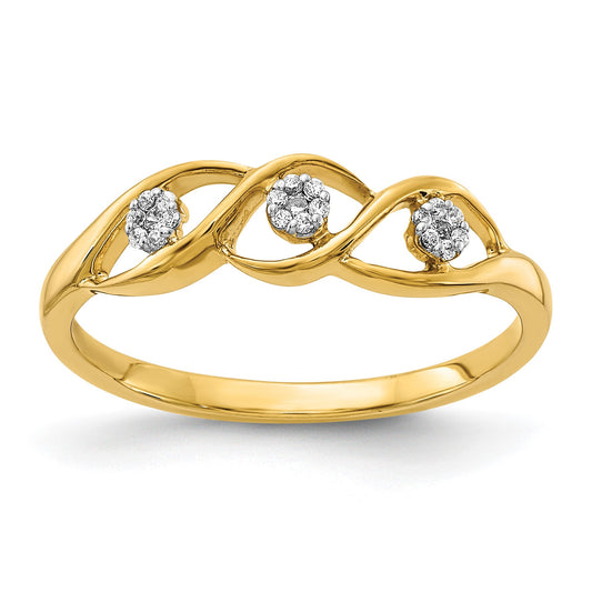 14k Polished 1/15 carat Diamond Wave Ring