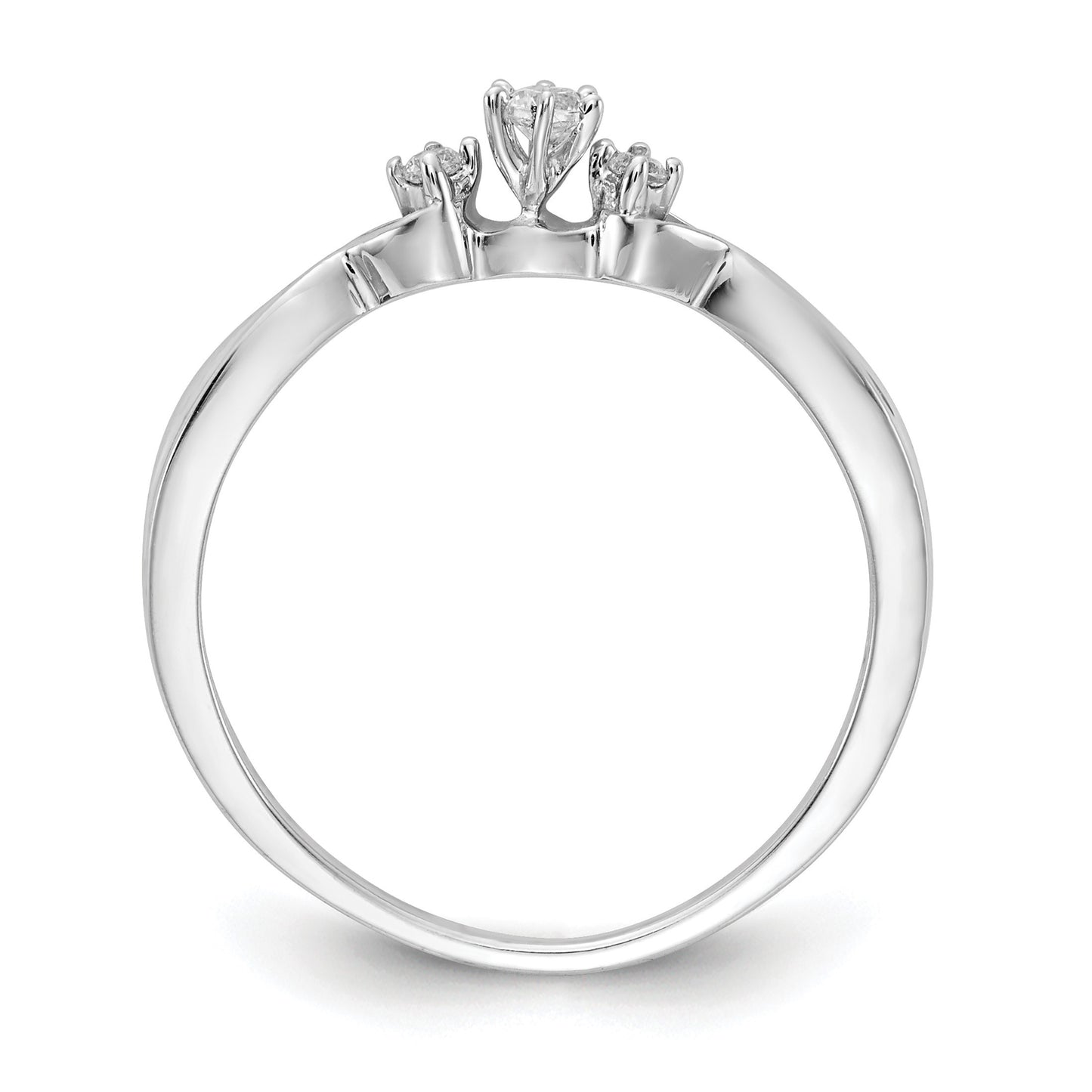 14k White Gold Polished 3-stone 1/10 carat Diamond Ring