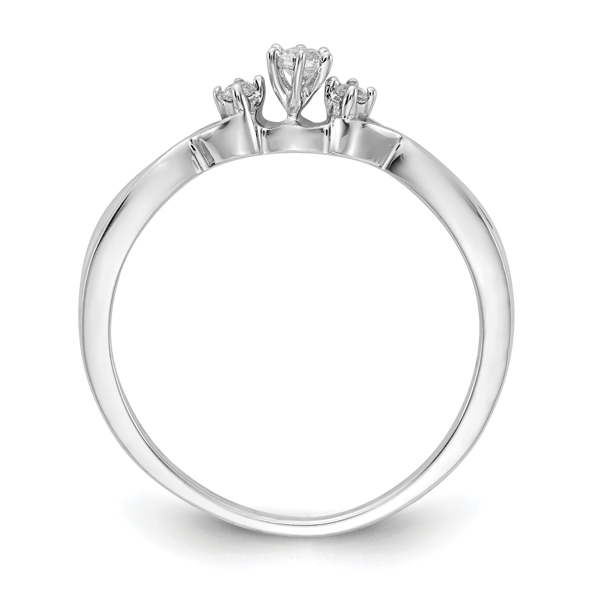 14k White Gold Polished 3-stone 1/10 carat Diamond Ring