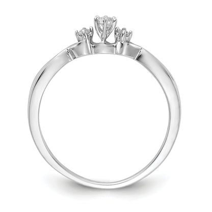 14k White Gold Polished 3-stone 1/10 carat Diamond Ring
