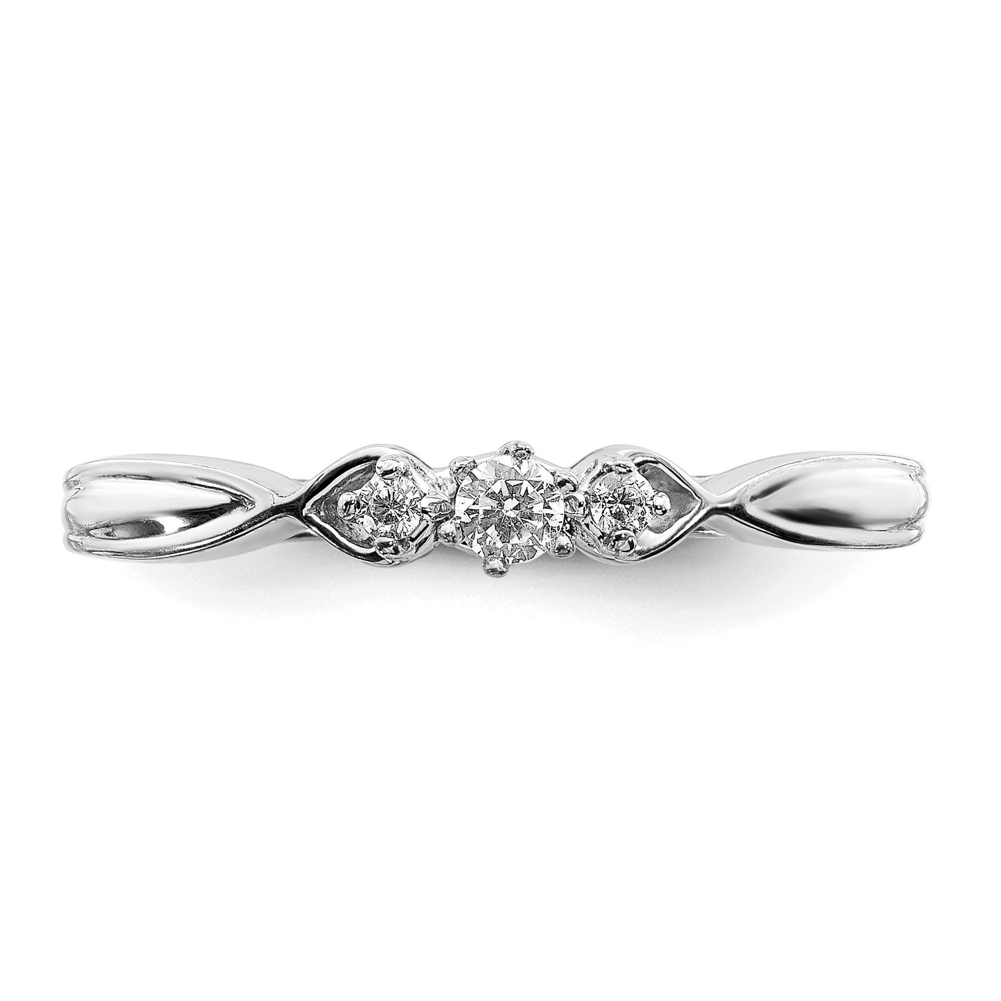 14k White Gold Polished 3-stone 1/10 carat Diamond Ring