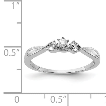 14k White Gold Polished 3-stone 1/10 carat Diamond Ring