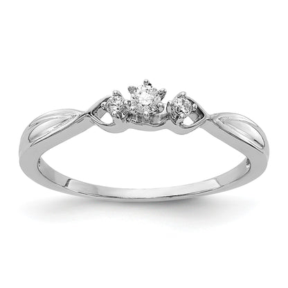 14k White Gold Polished 3-stone 1/10 carat Diamond Ring