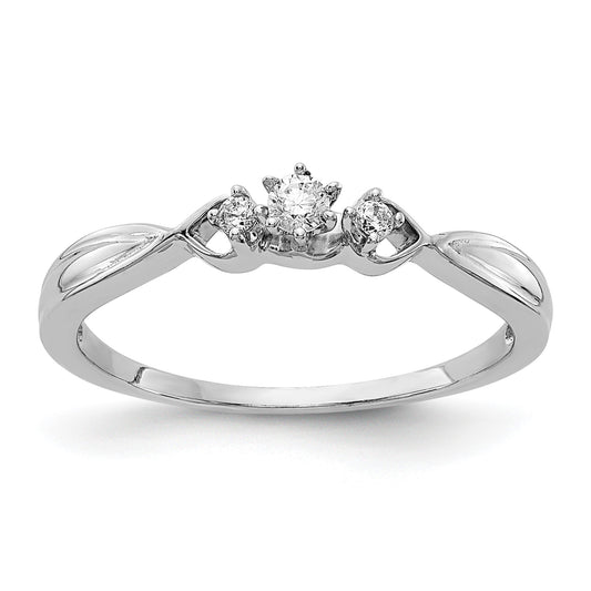 14k White Gold Polished 3-stone 1/10 carat Diamond Ring