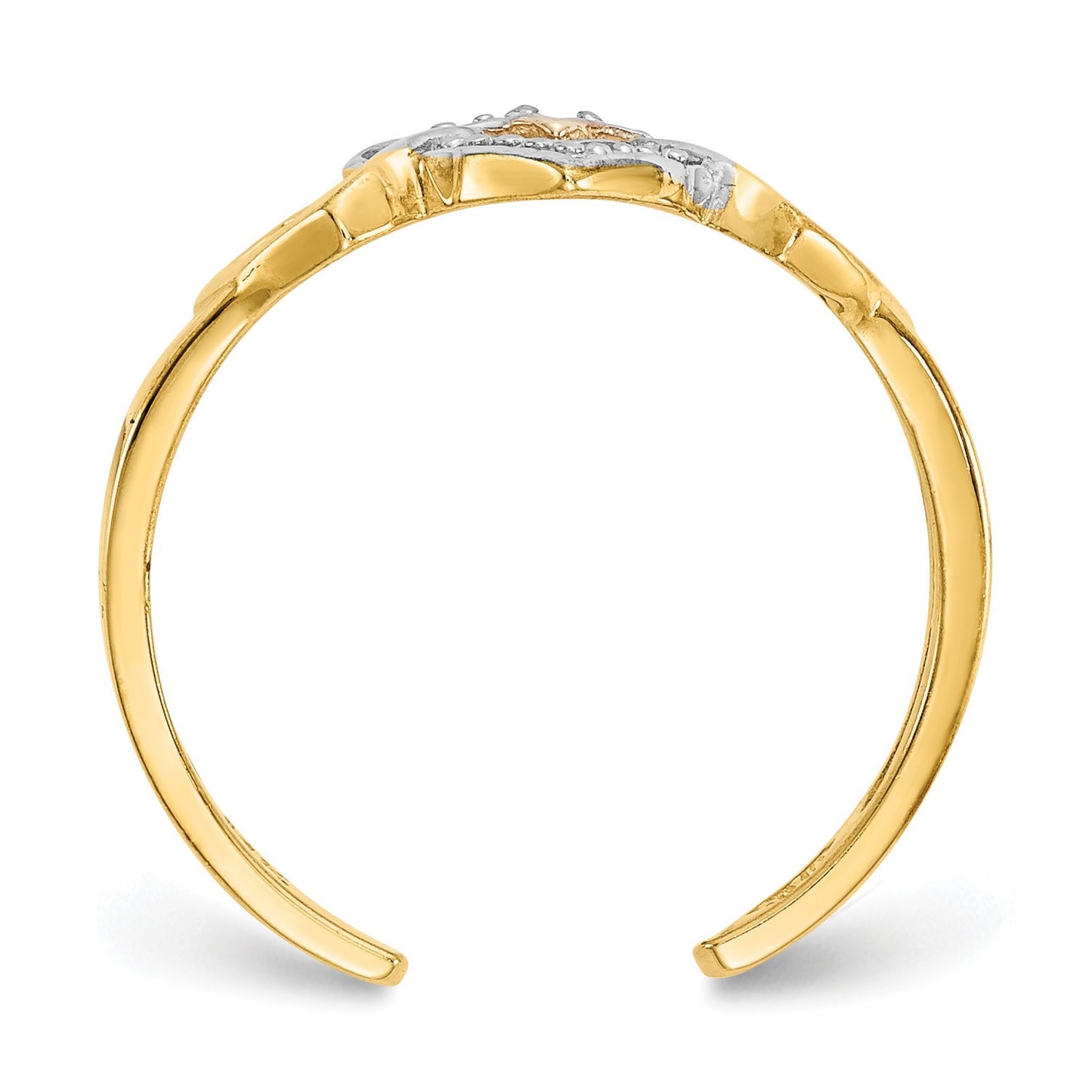 14k and White Rhodium Diamond Heart Toe Ring