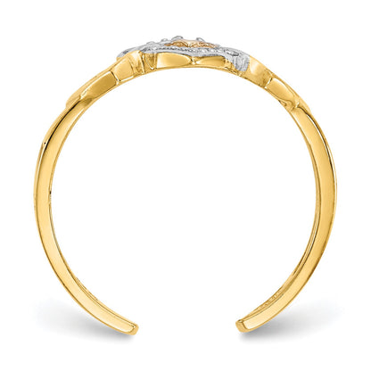 14k and White Rhodium Diamond Heart Toe Ring