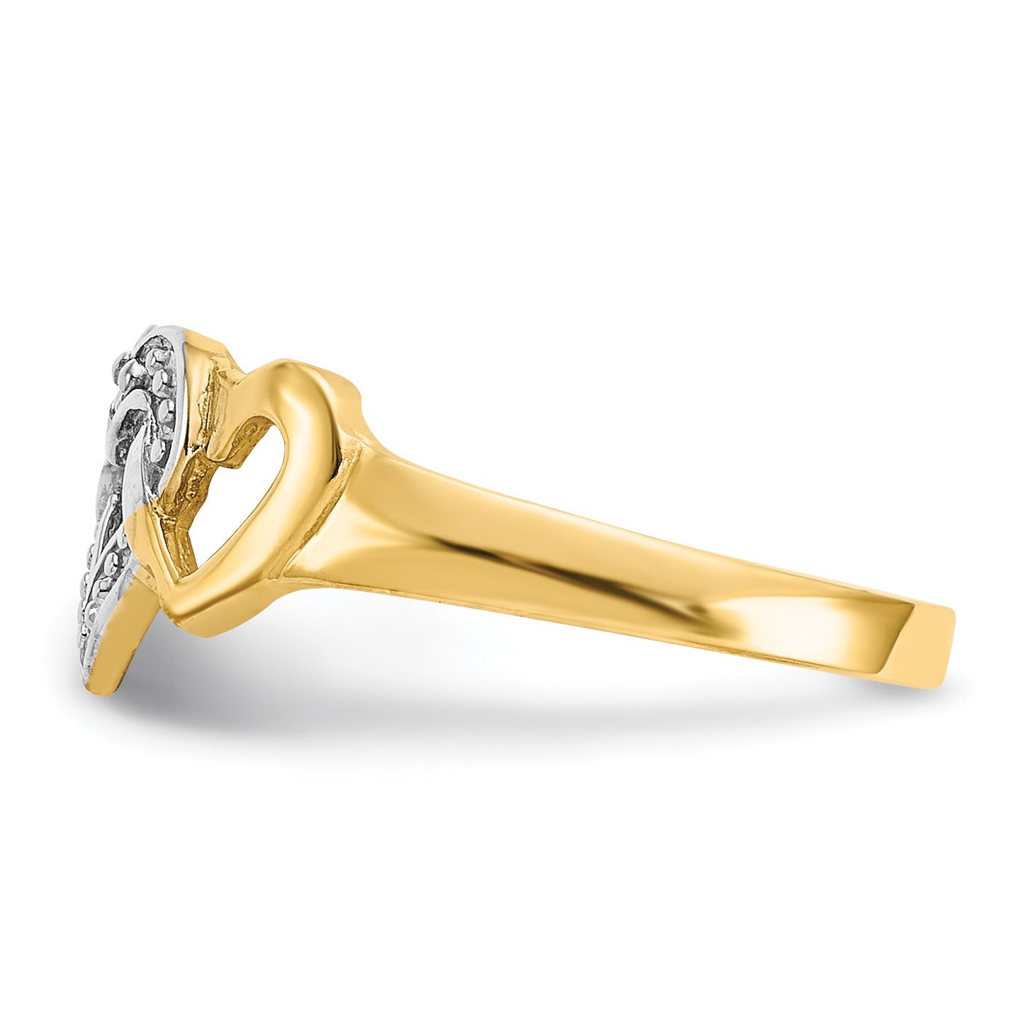 14k and White Rhodium Diamond Heart Toe Ring