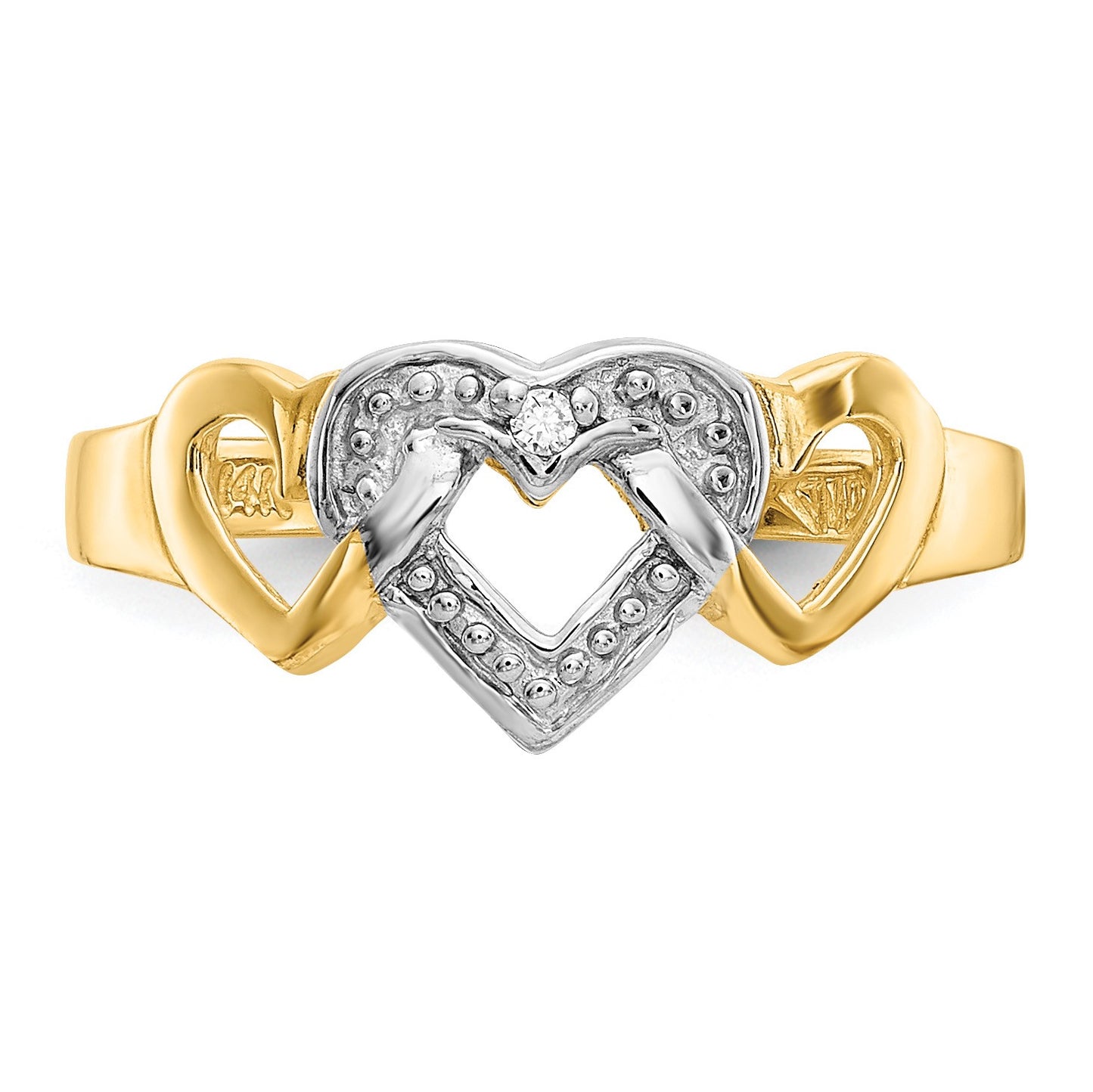 14k and White Rhodium Diamond Heart Toe Ring