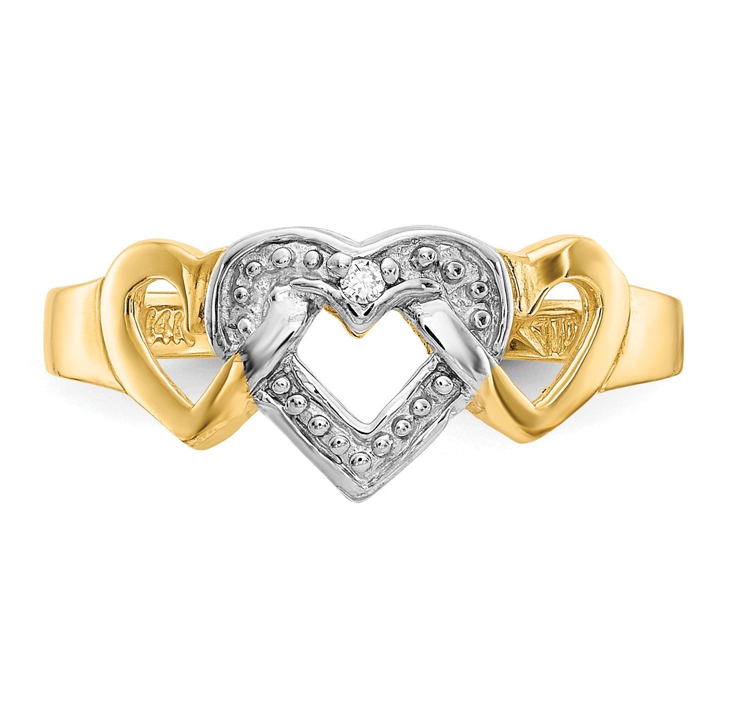 14k and White Rhodium Diamond Heart Toe Ring